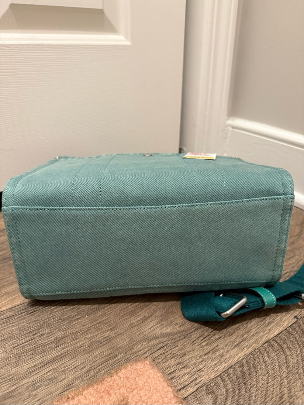 Coach Denim Green Canvas Tote 26 with Crossbody Strap - Picture 6 of 11